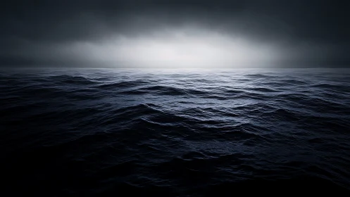 Low-key ocean surface under storm-limited luminance field.