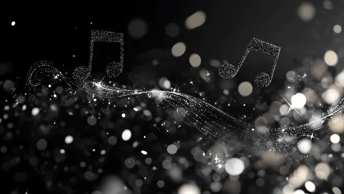Glittering musical waveform with luminous bokeh field dynamics.