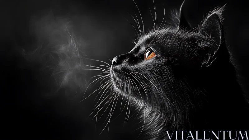 Black Cat with Golden Eyes. Piercing Feline Gaze.