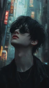 Midnight drifter tilts toward neon rain and forgotten stars