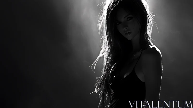 High contrast rim-lit female portrait with dramatic backlighting