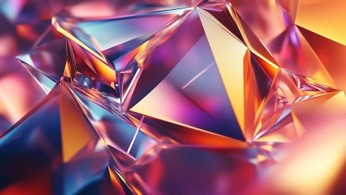 Prismatic crystal shards catch neon light in vibrant motion.