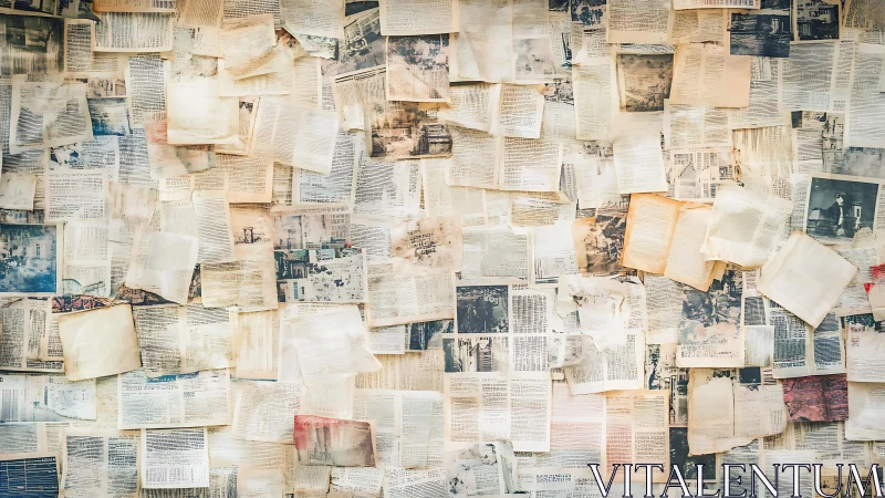 Old book pages layered on a textured vintage wall collage.