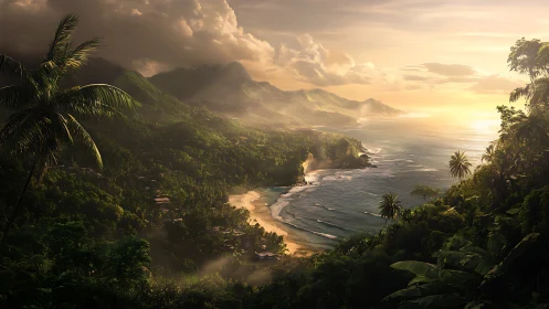 Tropical Paradise Awakens in Golden Light.