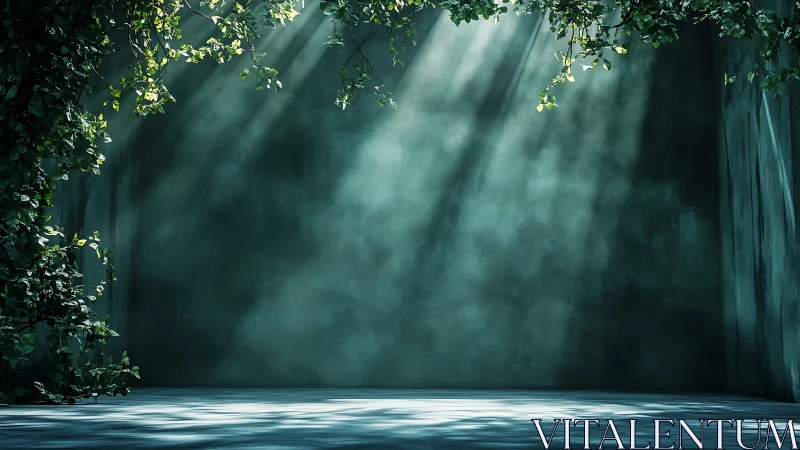 Enchanted Waterfall in Mystical Light and Mist.