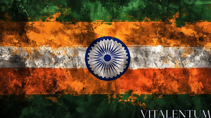 Weathered tricolor storms with an Ashoka chakra blazing proud