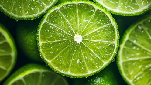 Macro citrus cross-section with backlit lime translucency.