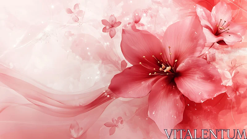 Luminous Blooms Dancing Through Waves of Rose-Tinted Dreams