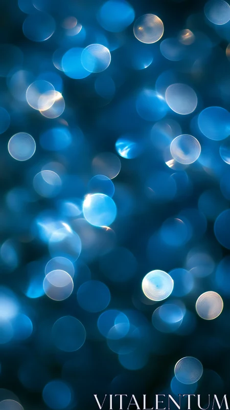 Soft blue bokeh lights drift gently in a dreamy glow