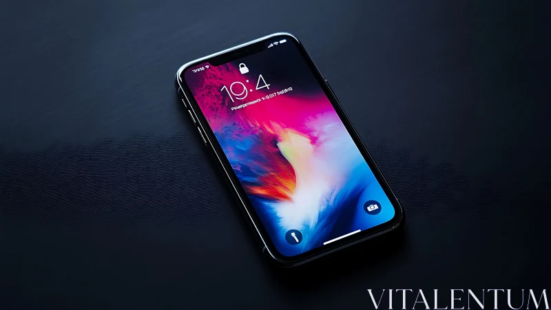 Smartphone Display Lock Screen with Gradient Wallpaper