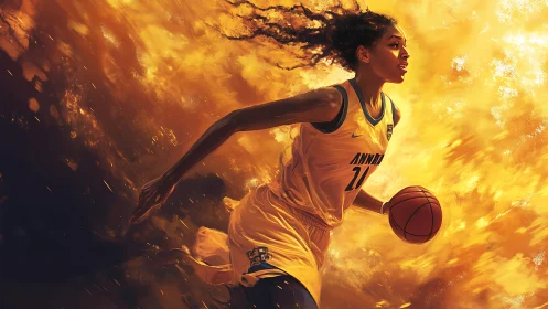 Dynamic digital painting captures explosive basketball drive