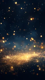 Golden stardust field glows across deep midnight sky.
