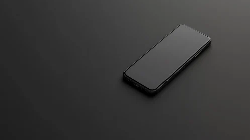 Black Smartphone on Minimal Dark Gray Surface.