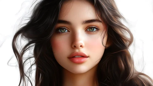 Soft-lit digital portrait captures serene feminine allure