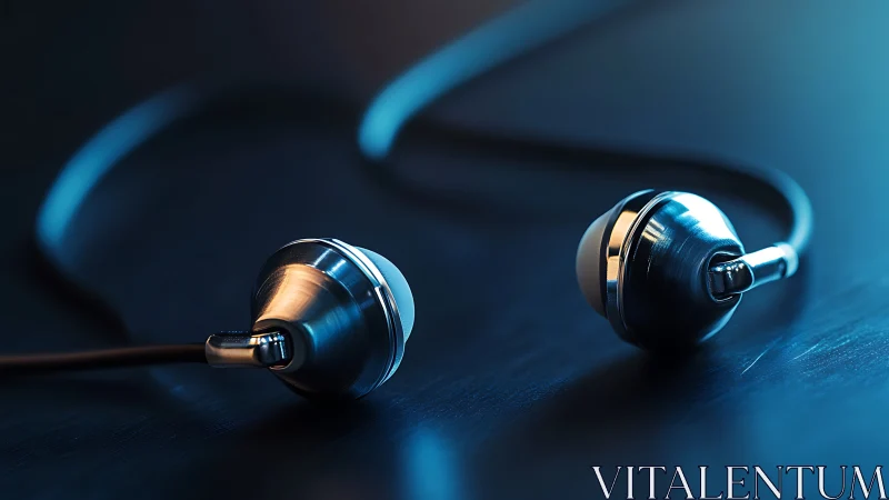 Sleek metal earphones rest quietly, ready to share sound