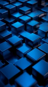 Parametric array of reflective cobalt volumetric cubes.