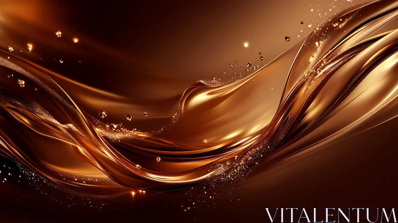 Luxurious Metallic Fluid Waves in Abstract Digital Art Style.