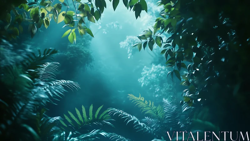 Luminous Canopy: Upward Perspective Through Layered Forest Foliage.