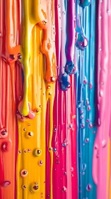 Liquid rainbow stripes cascade in glossy dripping layers.