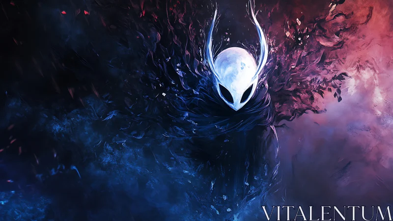 Mystic horned spirit drifting through swirling twilight storm.