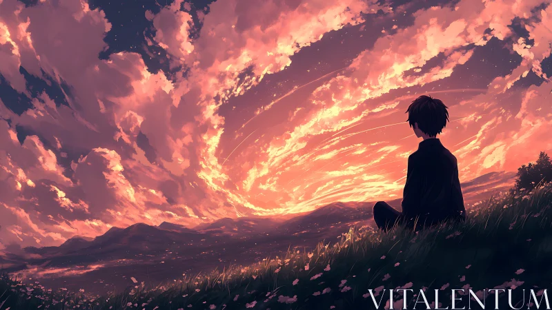 Soft evening sky welcomes a quiet boy into glowing wonder