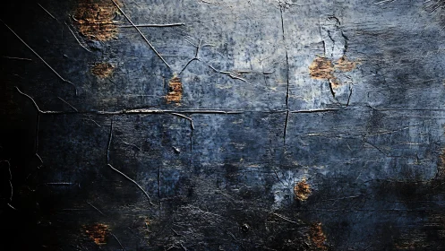 Weathered Blue Grunge Texture with Scratches and Rust Accents.