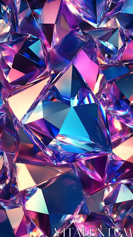 Prismatic Crystal Facets in High-Gloss 3D Refraction Study.