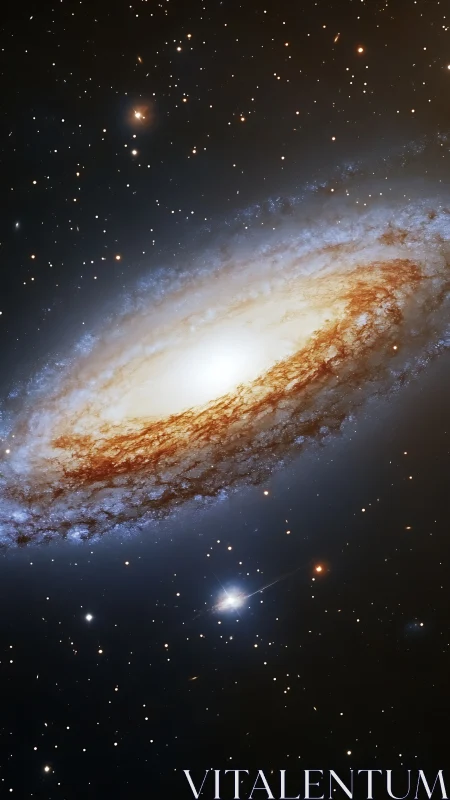 Edge-on spiral galaxy with bright core and dense dust lane