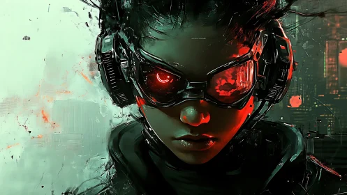 Cybernetic operator with emissive visor and tactical headset.