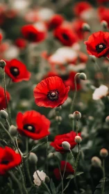 Vibrant Red Poppies Dancing in Soft Sunlight