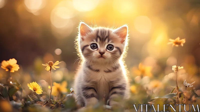 Golden Hour Kitten Discovers the Meadow's Secret Yellow Blooms