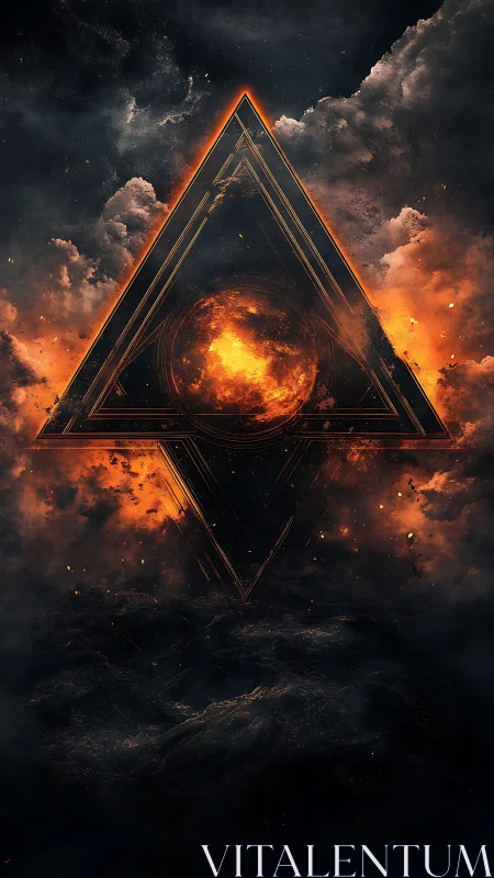 Geometric Symbol with Fiery Core Structure.