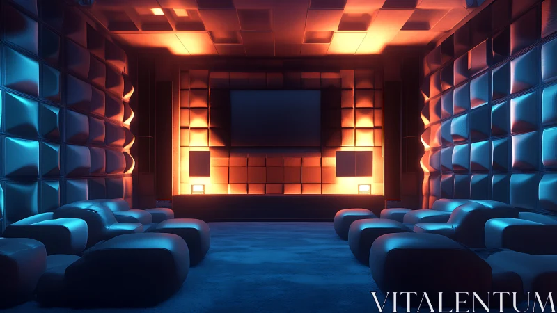 Glowing home theater wraps viewers in soft light and comfort