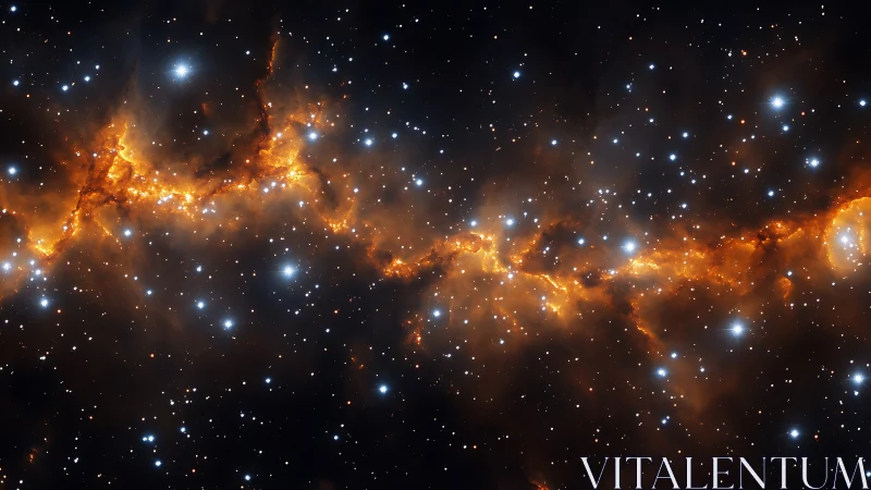 Starlit ember river carving through the silent cosmic dark.