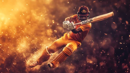 Ember drenched batsman carves molten light across the pitch