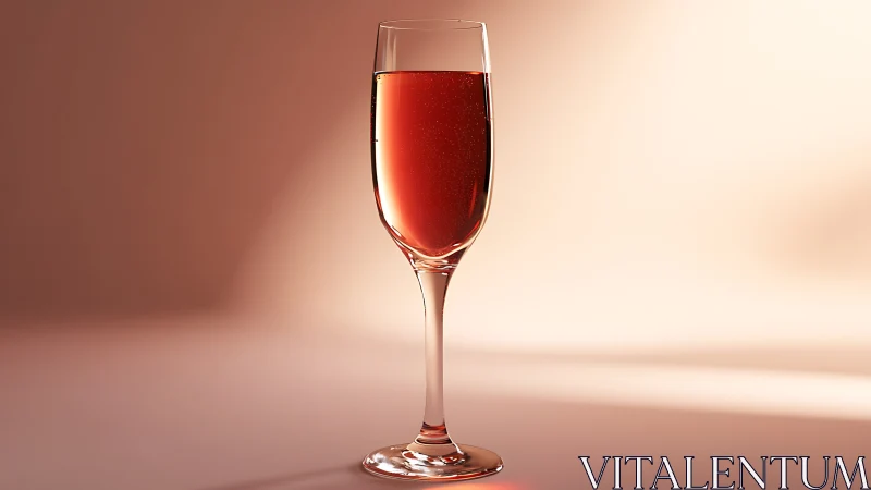 Tall champagne flute with red liquid rendered using soft GI lighting