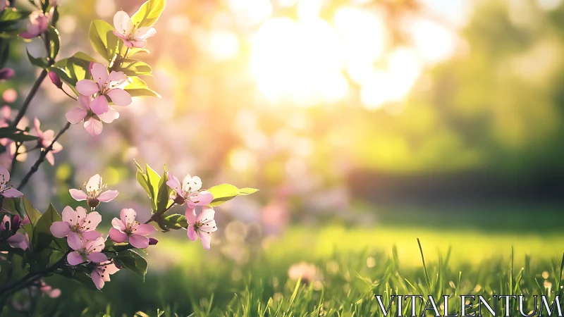 Spring Blossoms in Sunlit Garden: Luminous Botanical Depth.