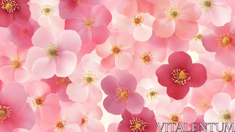 Petal Cascade: Where Blush Blooms Meet Golden Hearts.