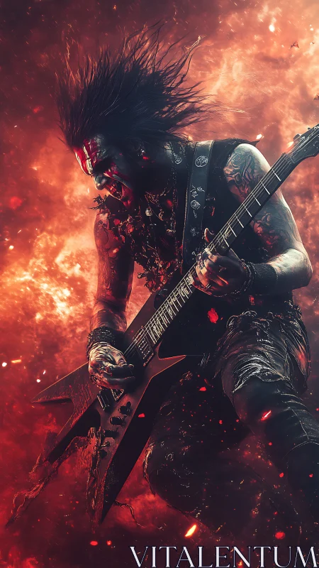 Fiery metal guitarist unleashes blazing power on stage