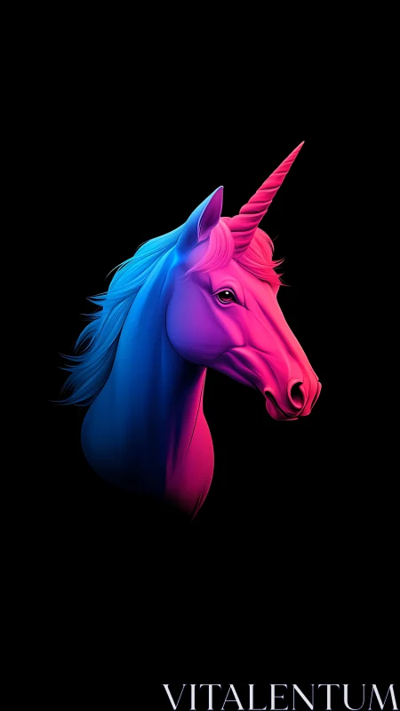 Neon twilight unicorn poised in electric candy colors.