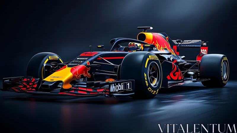 Midnight charge of a neon-liveried Formula racing predator.