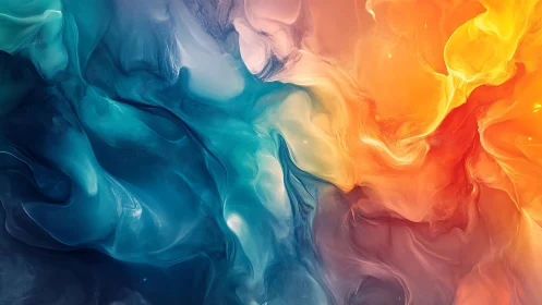 Gentle dance of teal waves and glowing golden firelight.