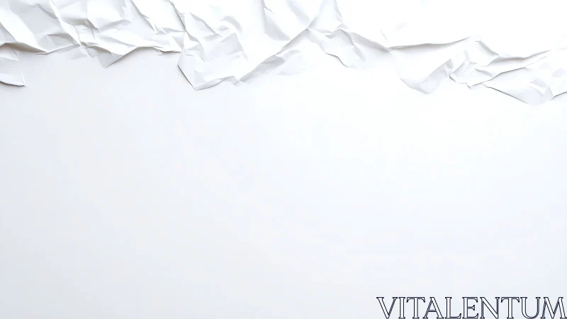 Crumpled white paper edge on plain minimal background.