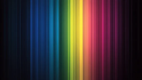 Radiant vertical rainbow light gently glows across the dark