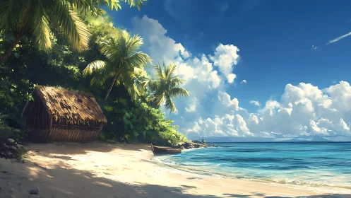 Tropical Paradise: Sandy Shores and Swaying Palms.