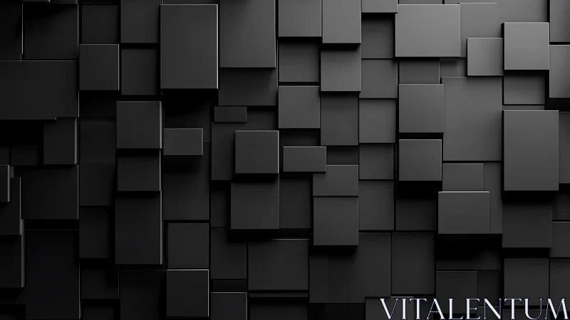 Matte black extruded rectangular panels in staggered grid relief