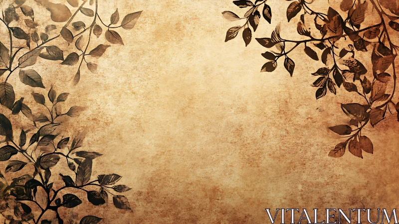 Leaf silhouettes frame a textured, evenly lit parchment field