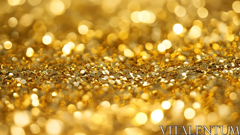 Gold glitter particles form dense bokeh-rich macro surface