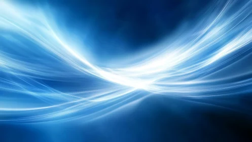 Dynamic blue light trails form fluid abstract energy wave field