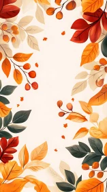 Vertical illustration shows symmetrical autumn foliage border